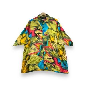 Take Away Vintage Rare 90s Casual Button Up Large Short Sleeve Shirt Rayon